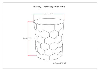 Whitney - Metal Storage Side Table - Antique Bronze