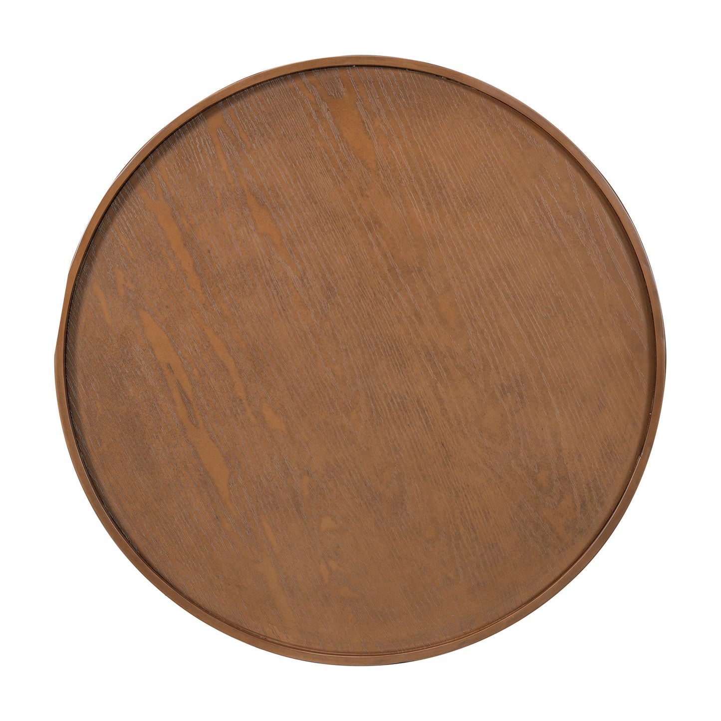 Wooden Mid-Century Modern Coffee Table, Round Cane Coffee Table With Side For Living Room - Brown