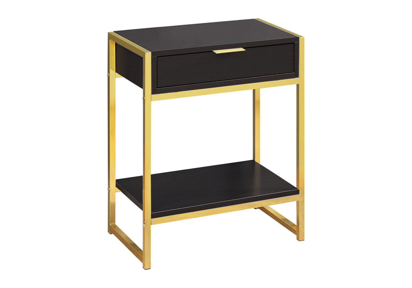 Accent Side Table, Storage Drawer, Contemporary & Modern - Brown / Gold