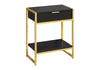 Accent Side Table, Storage Drawer, Contemporary & Modern - Brown / Gold