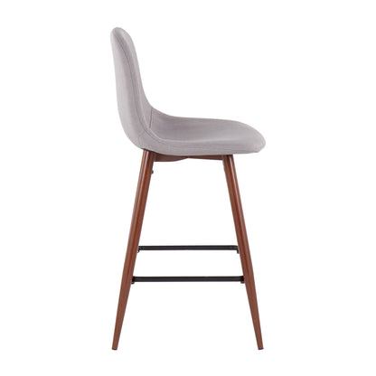 Pebble - Mid-Century Modern Counter Stool (Set of 2) - Walnut / Light Gray