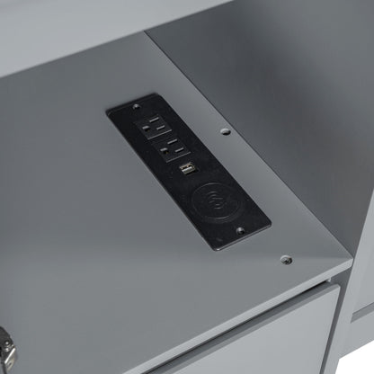 Full Size Murphy Bed With Drawers, Cabinets, And USB Ports - Gray