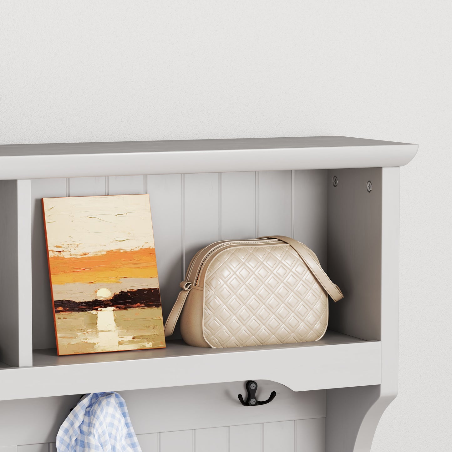 Modern 3 In 1 Hallway Hall Tree With Storage Drawers, Coat Rack, Shoe Rack Bench, And Cushion - Gray