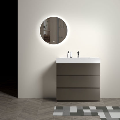 Alice - 36" Bathroom Vanity With Sink, Large Storage Freestanding Bathroom Vanity For Modern Bathroom, One-Piece Sink Basin Without Drain And Faucet - Gray / White