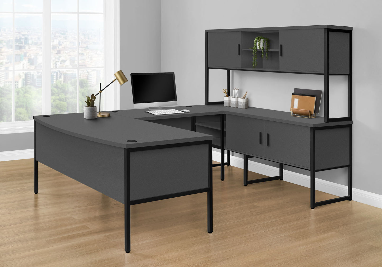 Computer Desk, Home Office, Commercial Grade, Contemporary & Modern - Gray