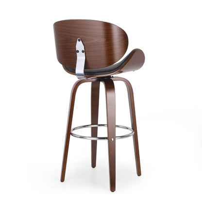 Lumos - Mid Century Modern Upholstered Swivel Barstool - Walnut / Black