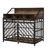 Wooden Dog Crate Furniture With Divider And Storage Drawers For Large Dogs - Rustic Brown