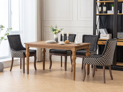 Ultra Side Dining Chair, Thickened Fabric Chairs With Neutrally Toned Solid Wood Legs, Bronze Nail Head (Set of 2) - Blue
