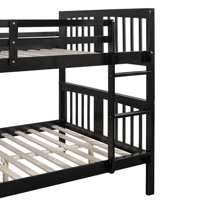 Full Over Full Bunk Bed With Ladder For Bedroom - Espresso