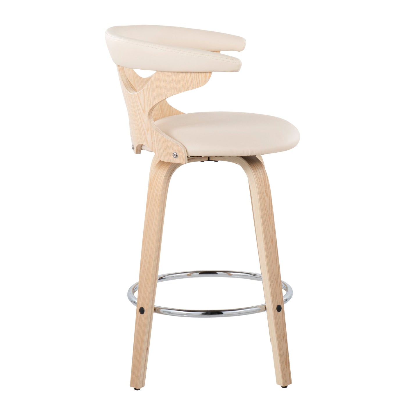 Gardenia - Mid-Century Modern Counter Stool (Set of 2) - Natural / Cream