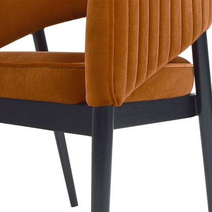 Mirah - Modern Open Barrel Dining Chair - Burnt Orange