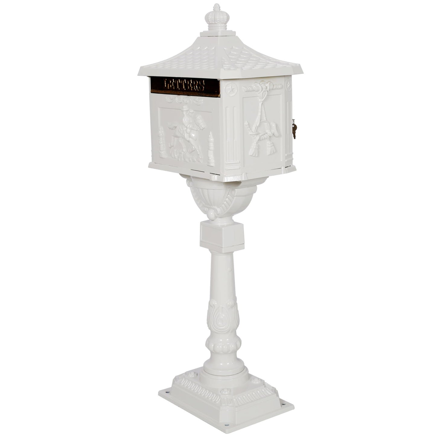 Cast Aluminum Mail Box, Postal Box, Mailbox - White