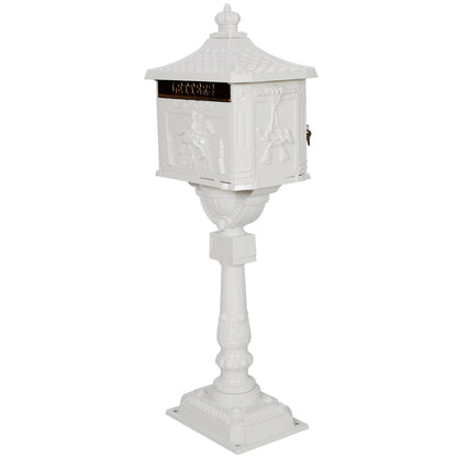 Cast Aluminum Mail Box, Postal Box, Mailbox - White