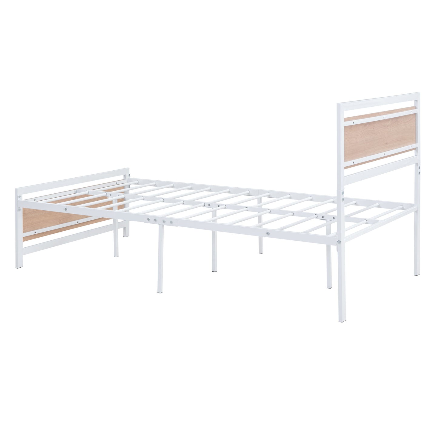 Twin Size Platform Bed, Frame With Headboard And Footboard - White
