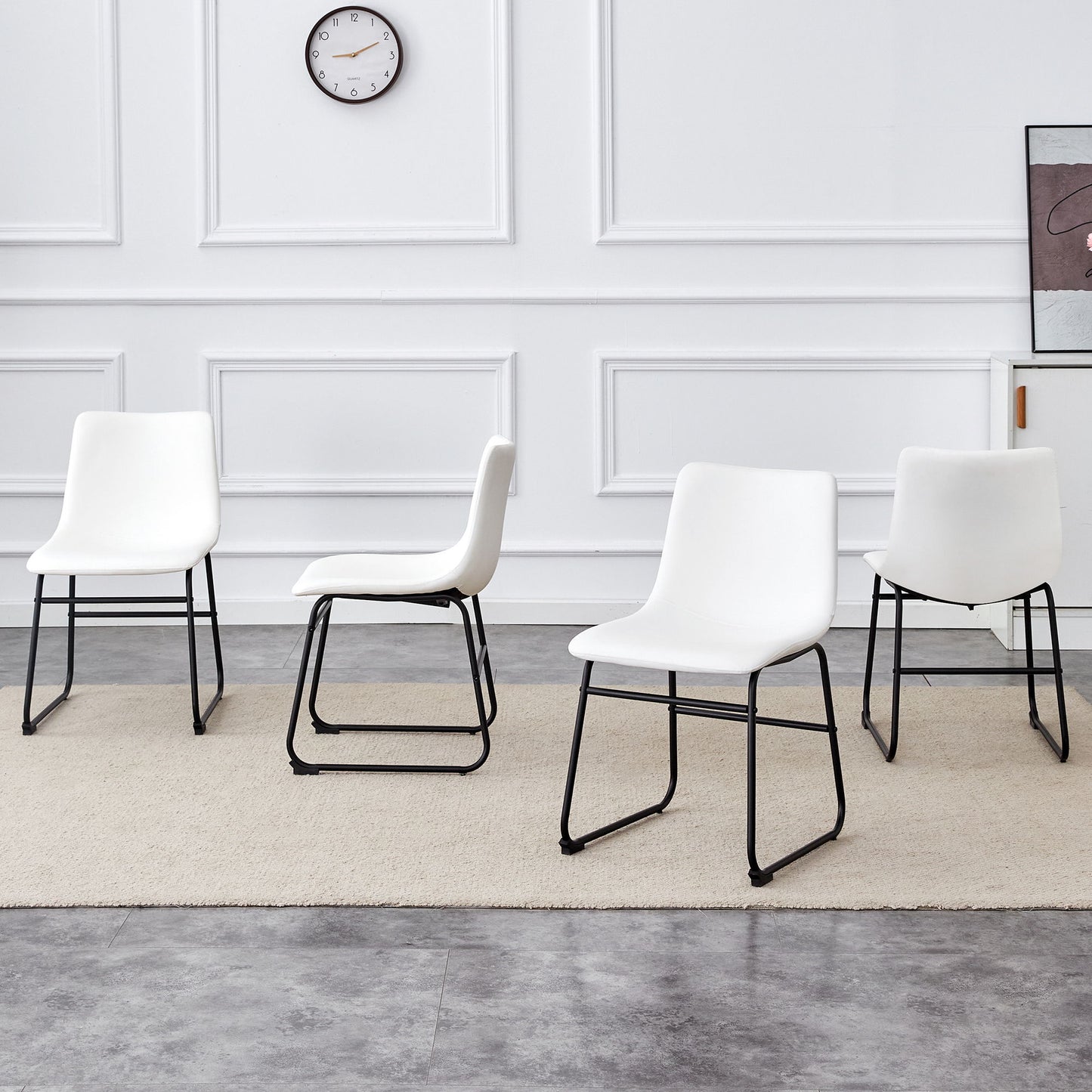(Set of 4) Classic Chairs, A Stylish Seat Perfect For Modern Minimalist And Industrial Style Environments - White