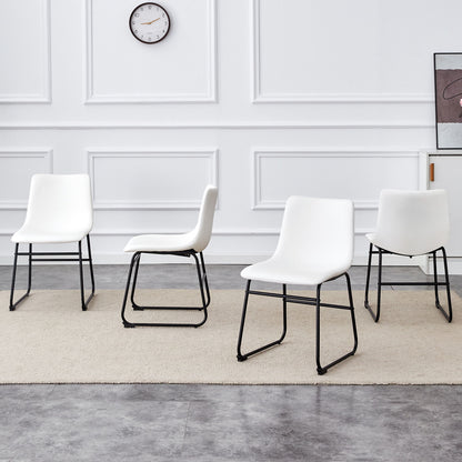 (Set of 4) Classic Chairs, A Stylish Seat Perfect For Modern Minimalist And Industrial Style Environments - White