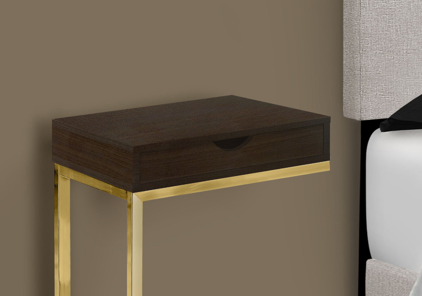 Accent Table, C - Shaped, Contemporary - Espresso