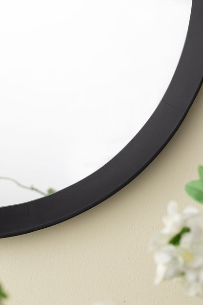 Transitional Decor Style Mango Wood Wall Mirror Wall Decor With Frame Of Solid Mango Wood For Bathroom, Entryway Console Lean Against Wall - Black