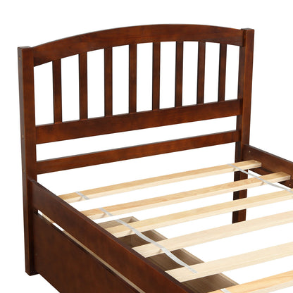Twin Platform Storage Bed Frame With Two Drawers And Headboard - Walnut
