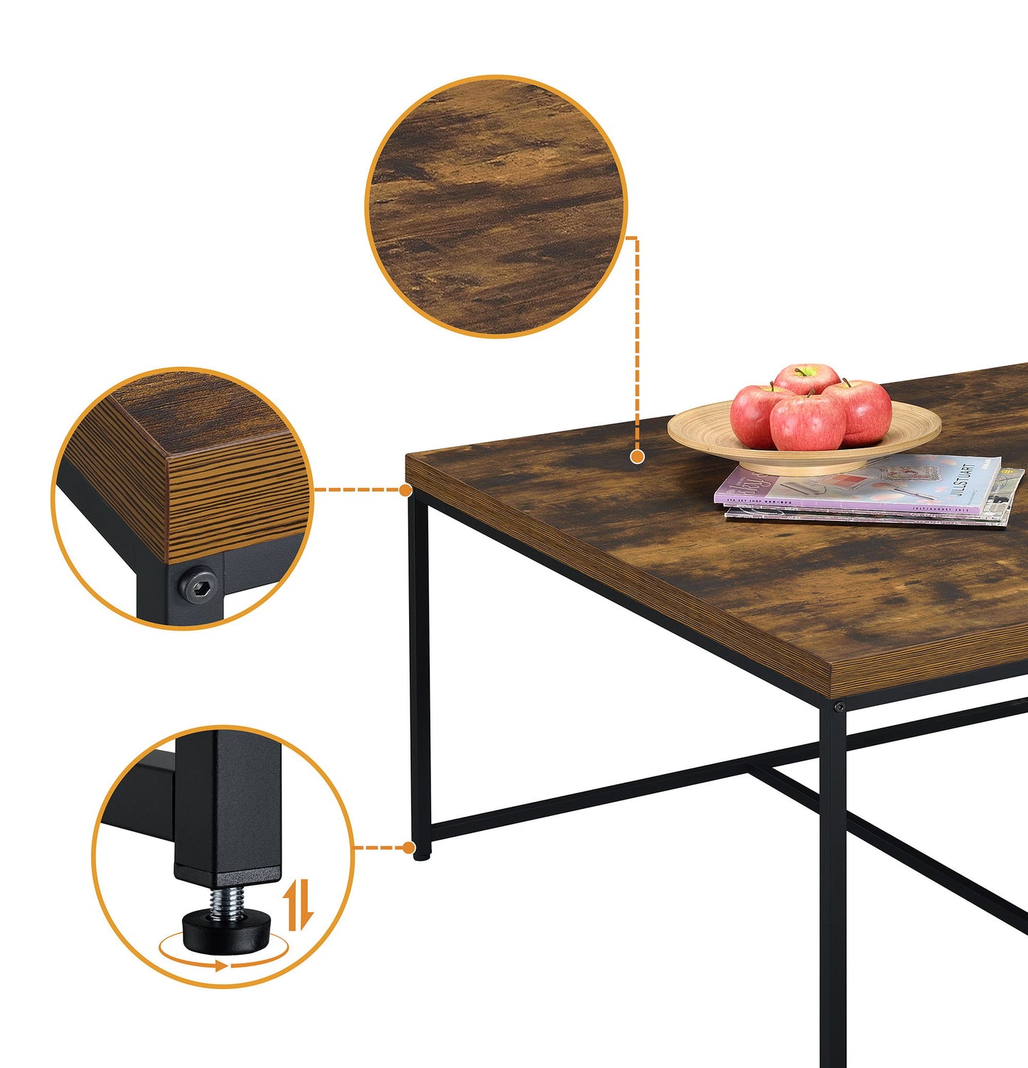 Caitlin - Wood Grain 5 Piece Coffee Table (Set of 5) - Weathered Oak
