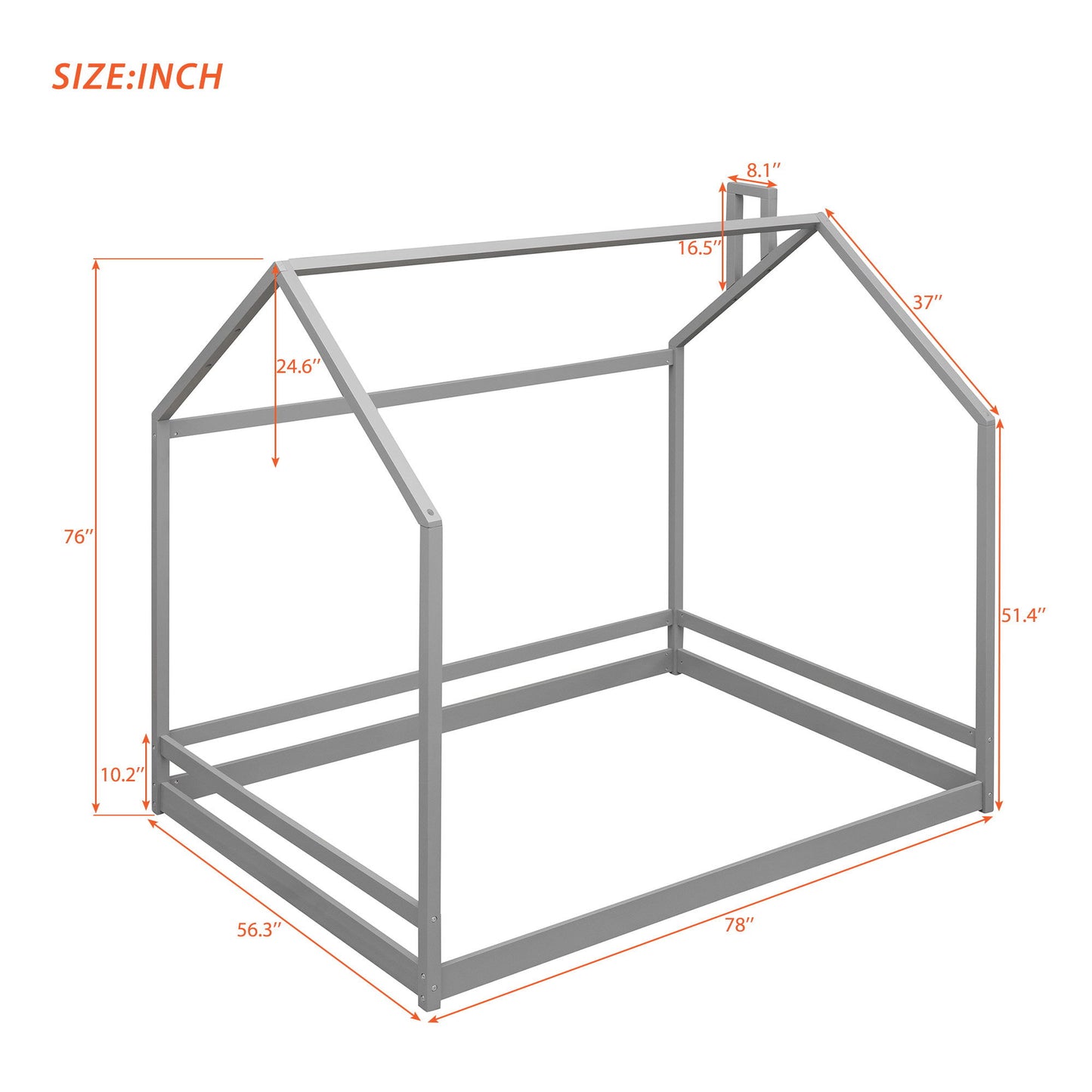Full Size Playhouse Bed - Gray