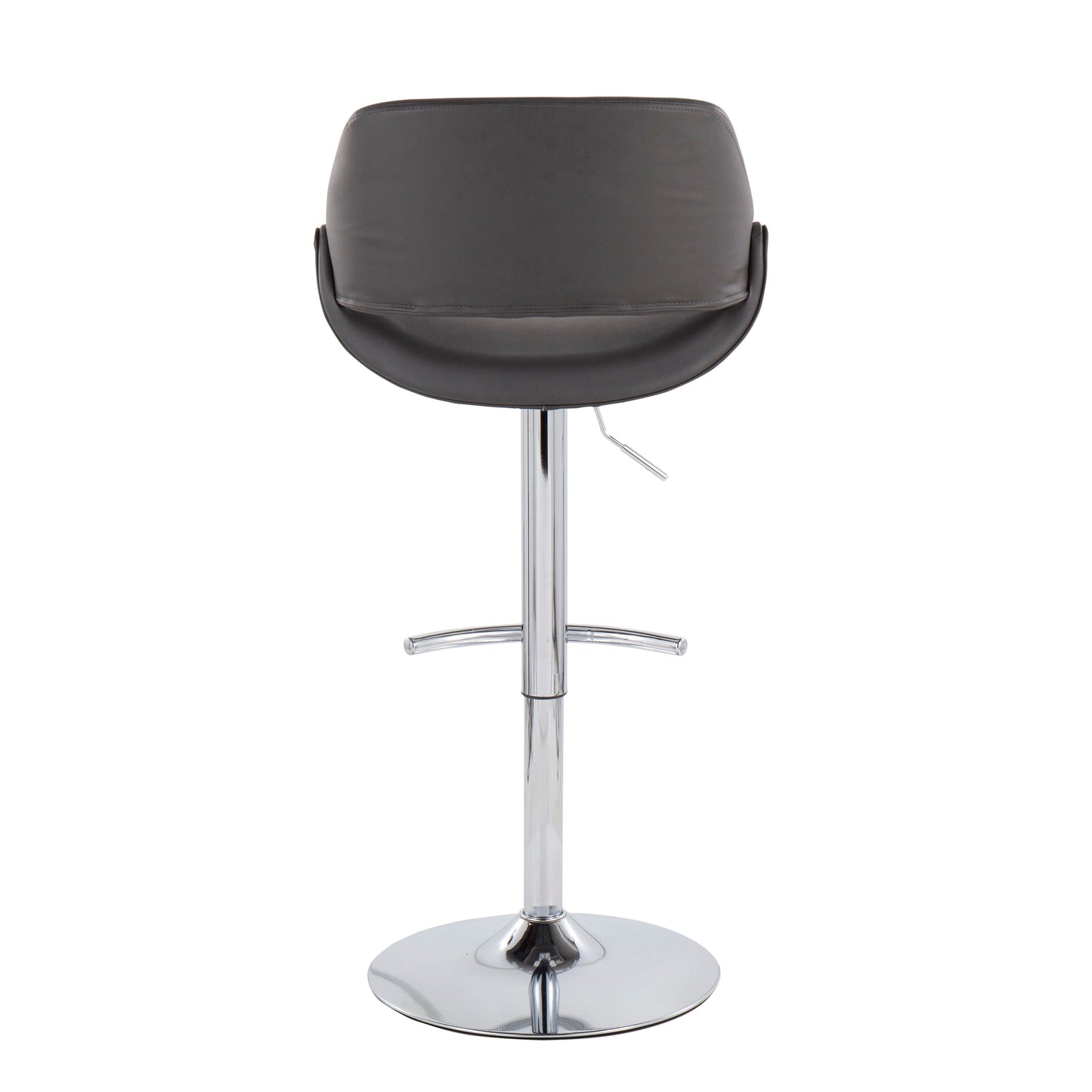 Fabrico - Contemporary Adjustable Bar Stool With Rounded T Footrest (Set of 2) - Chrome / Gray