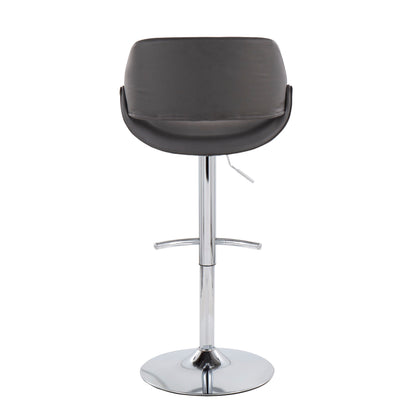 Fabrico - Contemporary Adjustable Bar Stool With Rounded T Footrest (Set of 2) - Chrome / Gray