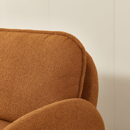 Loveseat Sofa Small Couch For Living Room, Sherpa Fabric Upholstered Loveseat Sofa Couch, Small Loveseat Sofa For Apartment, Bedroom - Orange