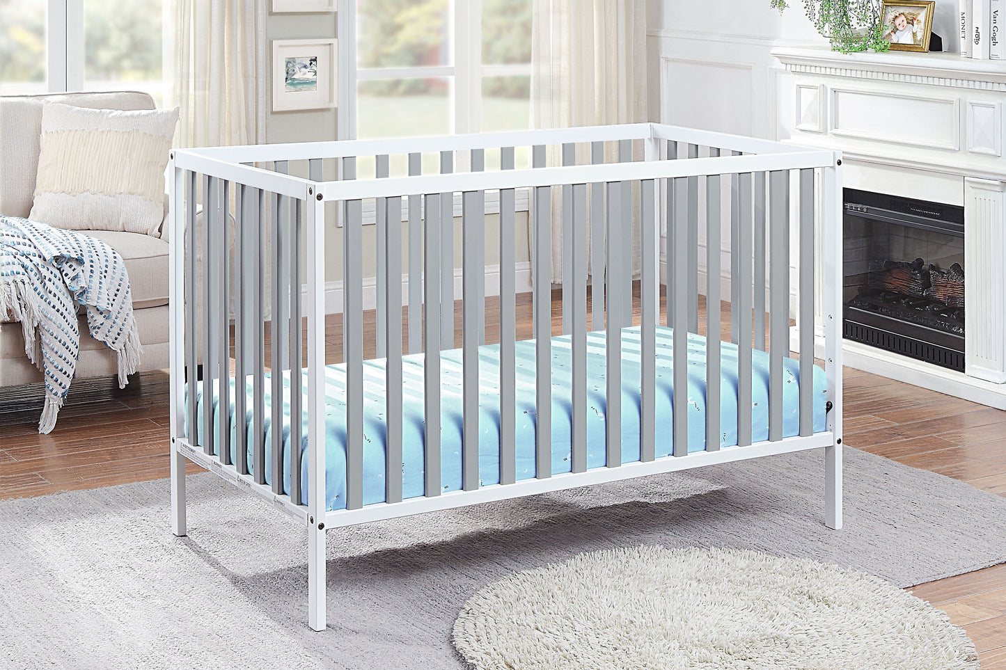Deux - Remi 3 In 1 Convertible Island Crib - White / Gray