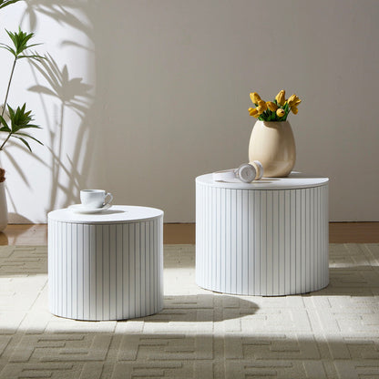 Premium Nested Table Set 2 Pieces, Coffee Table Set For Living Room - White