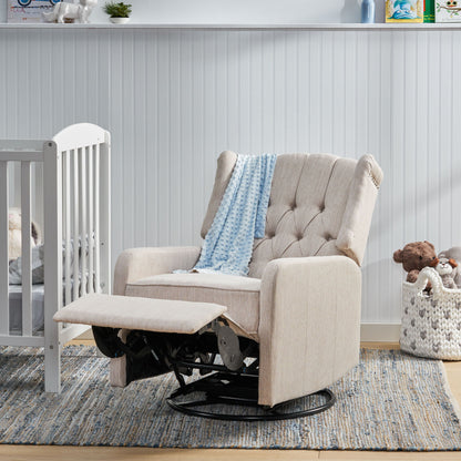 Classic Design, Manual Recliner Chair With 360 Degree Swivel - Beige