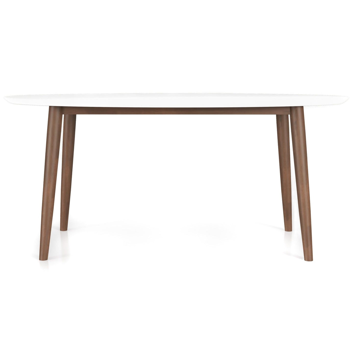 Ada - Mid-Century Modern Style Top Oval Dining Table - Brown / White