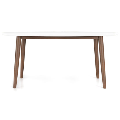 Ada - Mid-Century Modern Style Top Oval Dining Table - Brown / White