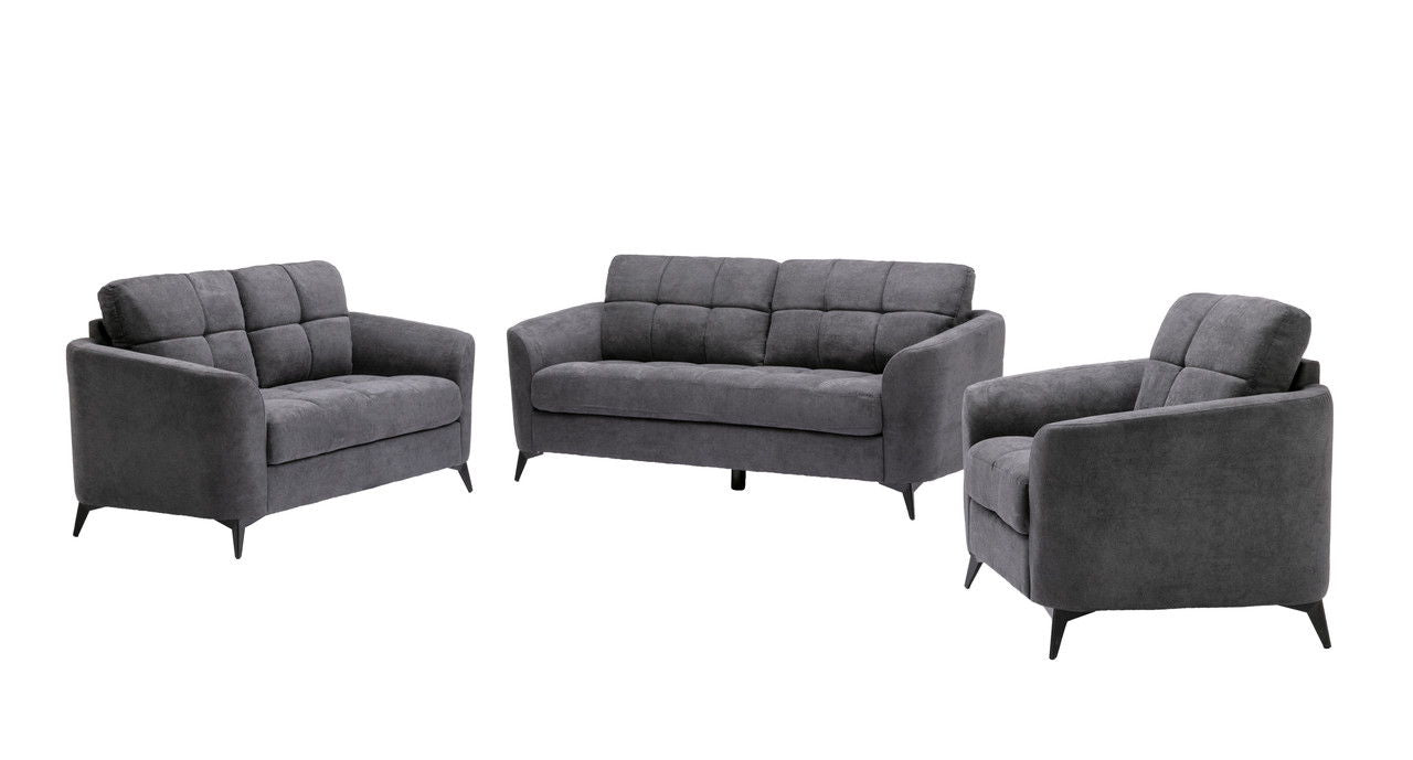 Callie - Woven Fabric Sofa Loveseat Chair Living Room (Set of 3) - Gray