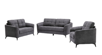 Callie - Woven Fabric Sofa Loveseat Chair Living Room (Set of 3) - Gray
