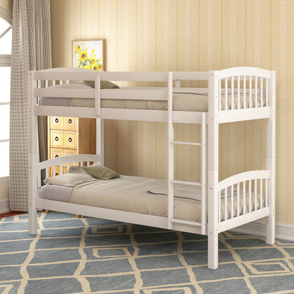 Twin Over Twin Bunk Bed & Ladder - White