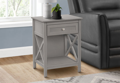 Accent End Table, 2 Tier, Storage Drawer, Transitional - Gray