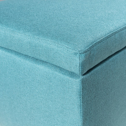 Storage Ottoman Bench With Polyester Upholstery And Wood Frame - Teal