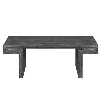 American Vintage Industrial Coffee Table, Premium Reclaimed Wood Texture, Double Tier Structure - Antique Black