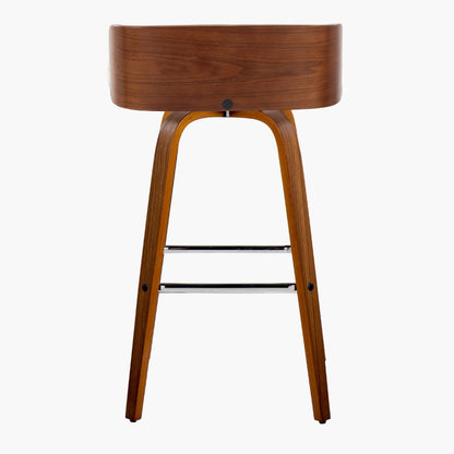 Maya - Mid-Century Modern Fixed Height Barstool With Swivel With Square Footrest (Set of 2) - Walnut / Charcoal