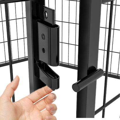 53.94" 6 Panels Heavy Duty Metal Playpen With Door, Dog Fence Pet Exercise Pen For Outdoor, Indoor - Black