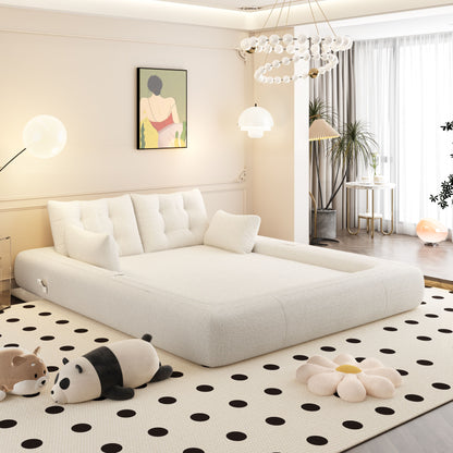 Human Dog Bed, Lazy Sofa Couch, Multifunctional Foldable Sofa Bed, 3 In 1 Teddy Fabric Sleeper Sofa Bed For Living Room Guest Bed, Playroom - Beige