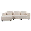 Mid - Century Modern Three Seater Sofa With Upholstered Footstool Fabric For Living Room Or Bedroom - Beige