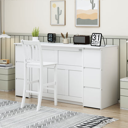 Twin Size Murphy Bed With Drawers, Cabinets, And USB Ports - White