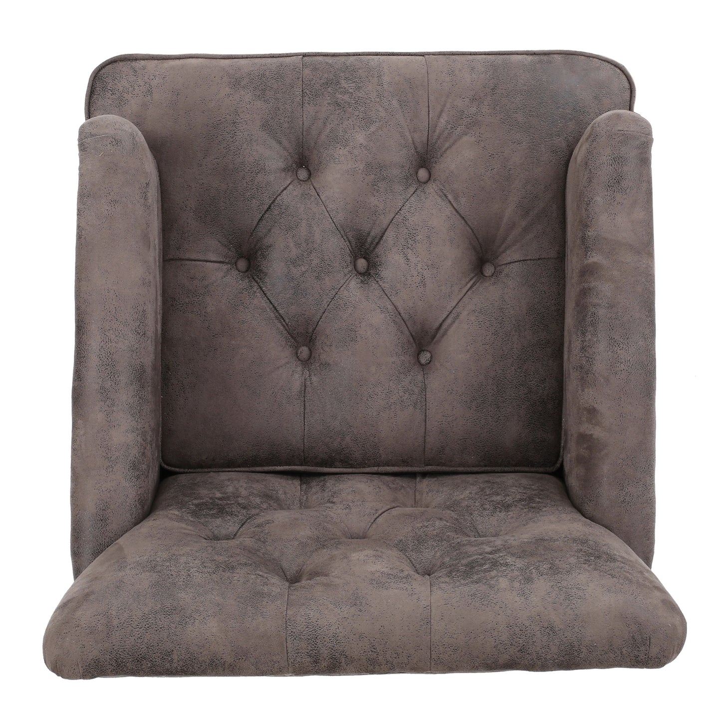 Vitality - Club Chair With Button Tufted Diamond Stitching And Turned Legs - Brown / Gray