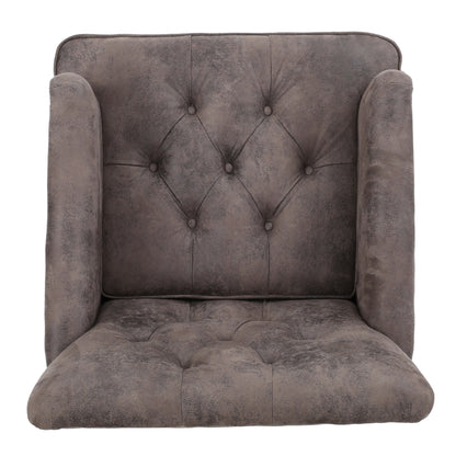 Vitality - Club Chair With Button Tufted Diamond Stitching And Turned Legs - Brown / Gray
