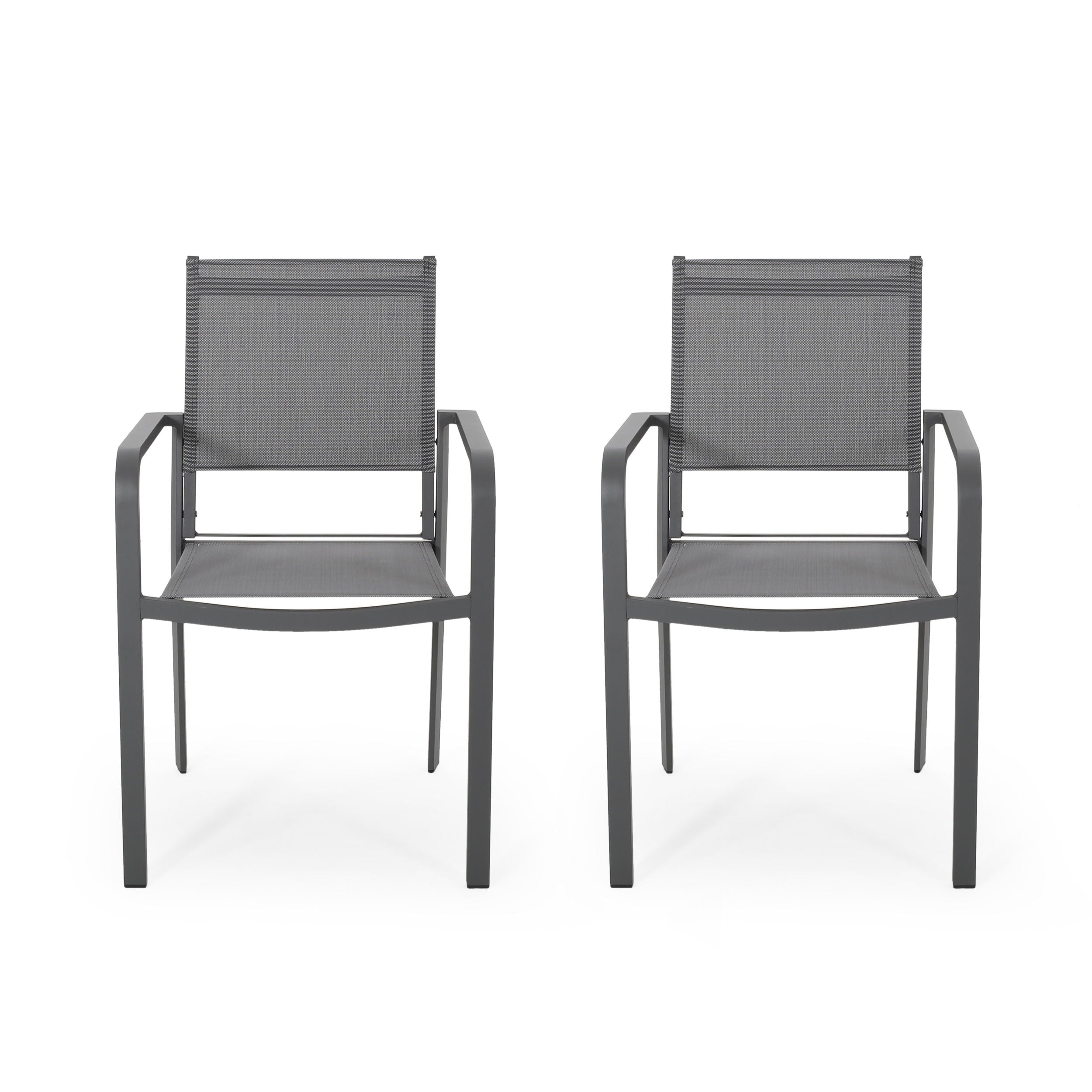 Waterfal - Outdoor Aluminum Dining Chair With Mesh Seat (Set of 2) - Dark Gray