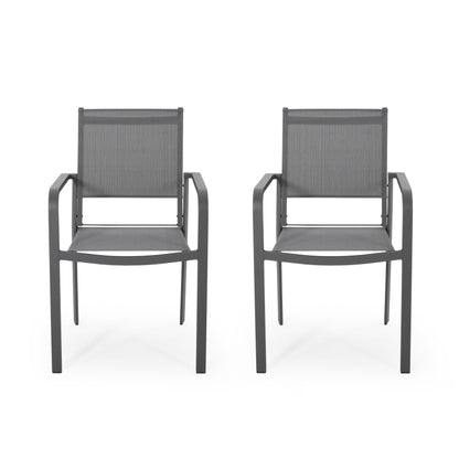 Waterfal - Outdoor Aluminum Dining Chair With Mesh Seat (Set of 2) - Dark Gray