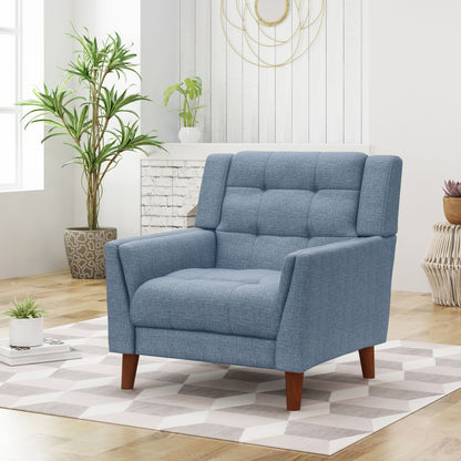 Luminaesque - Fabric Upholstered Armchair With Tufted Back - Blue