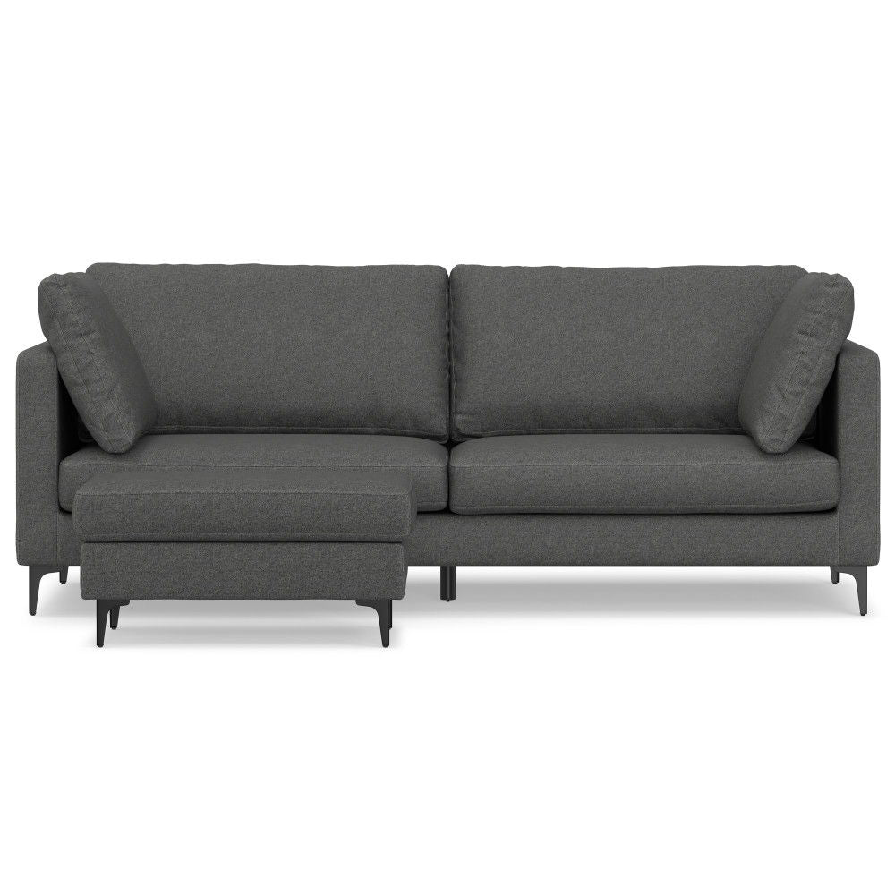 Ava - Mid Century Sofa With Ottoman Set - Dark Gray